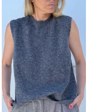 Pull sans manches Molly Bracken, dos ajouré, coloris gris foncé, référence EF1582DN
