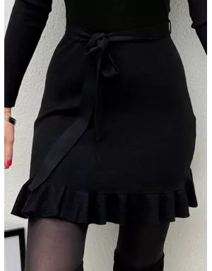 Robe maille noire Molly Bracken, ceinture amovible, référence T2112DN