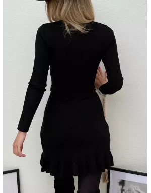 Robe maille noire Molly Bracken, ceinture amovible, référence T2112DN