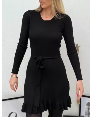 Robe maille noire Molly Bracken, ceinture amovible, référence T2112DN