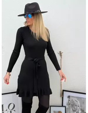 Robe maille noire Molly Bracken, ceinture amovible, référence T2112DN