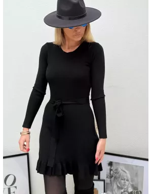 Robe maille noire Molly Bracken, ceinture amovible, référence T2112DN
