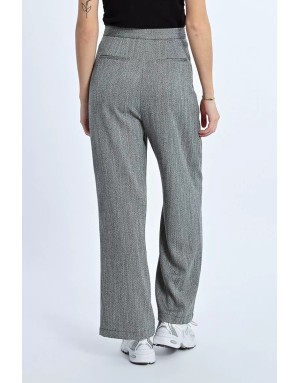 Pantalon large, taille haute, à imprimé chevrons Lili Sidonio - Référence : TL465DN