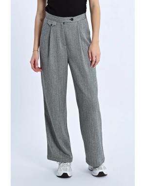 Pantalon large, taille haute, à imprimé chevrons Lili Sidonio - Référence : TL465DN