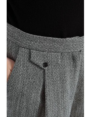 Pantalon large, taille haute, à imprimé chevrons Lili Sidonio - Référence : TL465DN