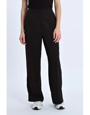 Pantalon fluide type tailleur, taille haute, bandes petites perles métallisées sur le côtés Lili Sidonio - Référence : ML64DN