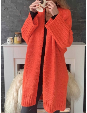 Gilet long en maille orange Banditas from Marseille
vue de face