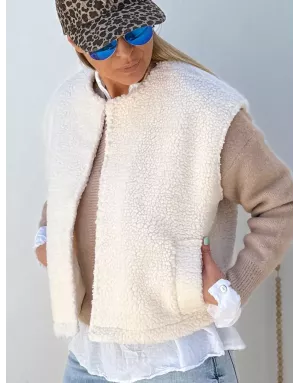 Gilet mouton Molly Bracken, coloris blanc cassé - Référence : TL437ADH