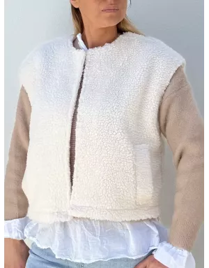 Gilet mouton Molly Bracken, coloris blanc cassé - Référence : TL437ADH