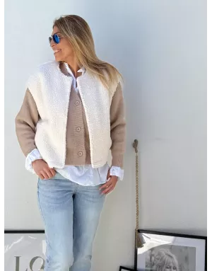 Gilet mouton Molly Bracken, coloris blanc cassé - Référence : TL437ADH