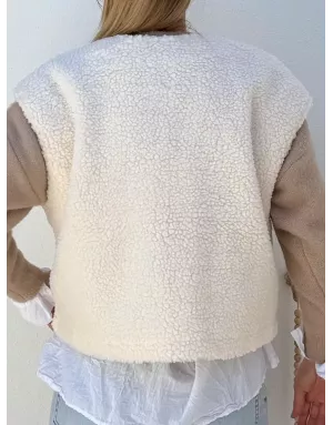 Gilet mouton Molly Bracken, coloris blanc cassé - Référence : TL437ADH