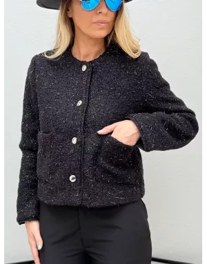 Veste courte texturée Molly Bracken, fils métallisés, coloris noir, référence T2035DH