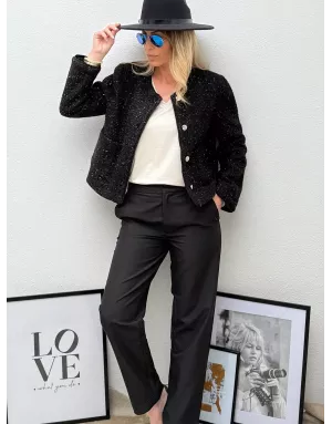 Veste courte texturée Molly Bracken, fils métallisés, coloris noir, référence T2035DH