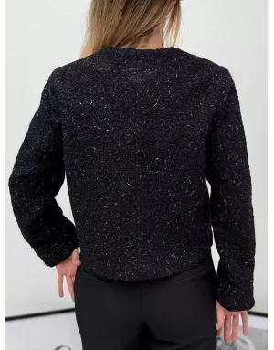 Veste courte texturée Molly Bracken, fils métallisés, coloris noir, référence T2035DH