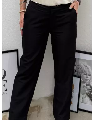 Pantalon tailleur, taille haute, coupe droite, jambes fuselées - Référence : T2089DN
