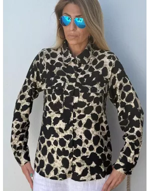 Chemise fluide, imprimé animalier léopard, Molly Bracken - Référence : N262DN