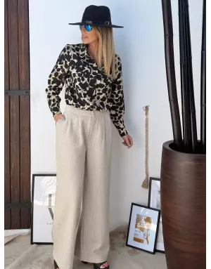 Chemise fluide, imprimé animalier léopard, Molly Bracken - Référence : N262DN