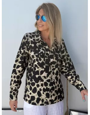 Chemise fluide, imprimé animalier léopard, Molly Bracken - Référence : N262DN