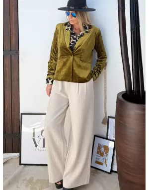 Blazer panne de velours Molly Bracken, coloris kaki, référence T114DH