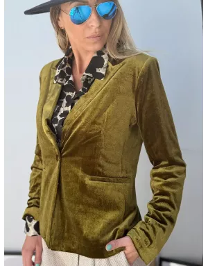 Blazer panne de velours Molly Bracken, coloris kaki, référence T114DH
