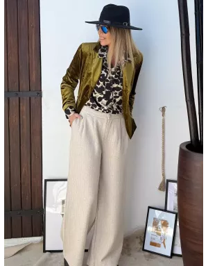 Blazer panne de velours Molly Bracken, coloris kaki, référence T114DH