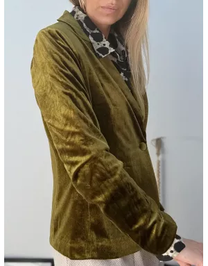 Blazer panne de velours Molly Bracken, coloris kaki, référence T114DH