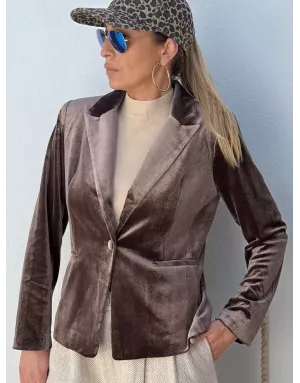 Blazer panne de velours Molly Bracken, coloris marron, référence T114DH