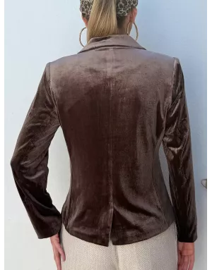 Blazer panne de velours Molly Bracken, coloris marron, référence T114DH