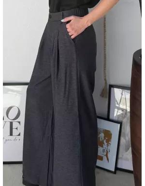 Pantalon large à plis Lili Sidonio, coloris gris foncé - Référence : TF128DN