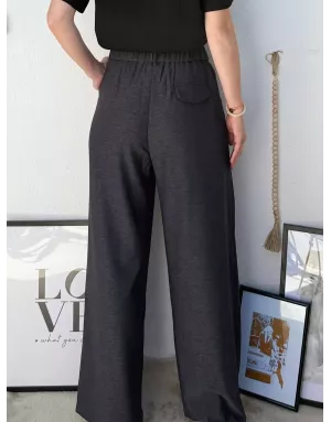 Pantalon large à plis Lili Sidonio, coloris gris foncé - Référence : TF128DN