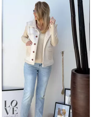 Pull fantaisie en maille, parsemé de fins sequins, fils lurex, coloris crème, Molly Bracken - Référence: LA1590DN