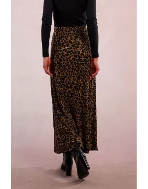Jupe longue Molly Bracken, élastique, imprimé léopard, ref T2090DN