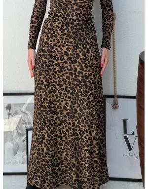 Jupe longue Molly Bracken, élastique, imprimé léopard, ref T2090DN