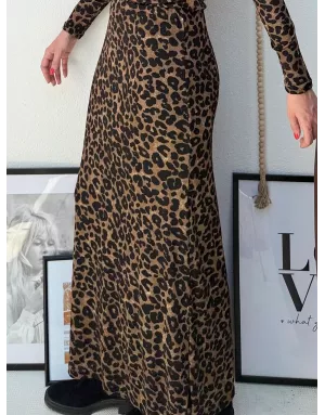 Jupe longue Molly Bracken, élastique, imprimé léopard, ref T2090DN