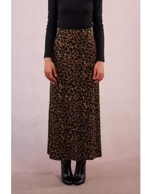 Jupe longue Molly Bracken, élastique, imprimé léopard, ref T2090DN