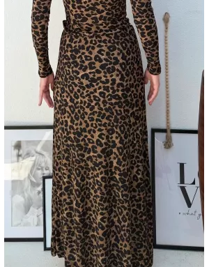 Jupe longue Molly Bracken, élastique, imprimé léopard, ref T2090DN