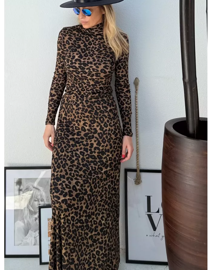 Jupe longue Molly Bracken, élastique, imprimé léopard, ref T2090DN