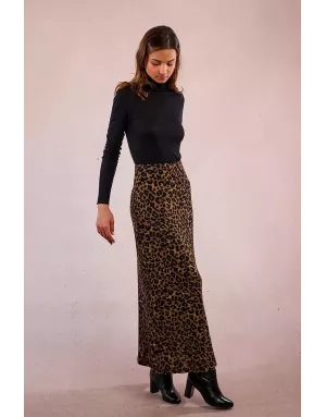 Jupe longue Molly Bracken, élastique, imprimé léopard, ref T2090DN