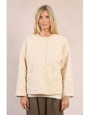 Veste matelassée Molly Bracken, motif coeurs, similicuir, coloris blanc cassé - Référence : P1844DH