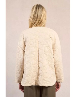Veste matelassée Molly Bracken, motif coeurs, similicuir, coloris blanc cassé - Référence : P1844DH