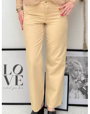 Ligne denim Molly Bracken, coupe mom, coloris beige camel - Référence : EF1581DH