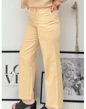 Ligne denim Molly Bracken, coupe mom, coloris beige camel - Référence : EF1581DH