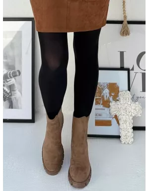 Bottines Herine, coloris café, en bi-matière noirs à semelle crantée Vanessa WU - BT2815