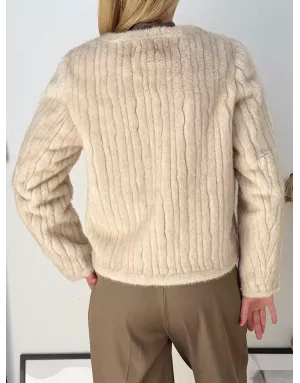Veste manches longues Molly Bracken, fausse fourrure vison, forme officier - Référence : HA112DH