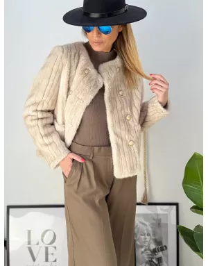 Veste manches longues Molly Bracken, fausse fourrure vison, forme officier - Référence : HA112DH