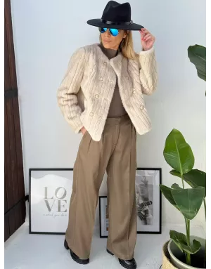 Veste manches longues Molly Bracken, fausse fourrure vison, forme officier - Référence : HA112DH
