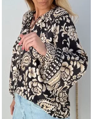 Blouse fluide Molly Bracken, imprimé floral et cachemire - Référence : T2075DH
