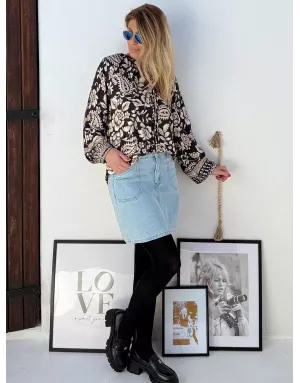 Blouse fluide Molly Bracken, imprimé floral et cachemire - Référence : T2075DH
