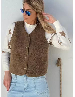Gilet mouton Molly Bracken, coloris Kaki - Référence : RL742DH