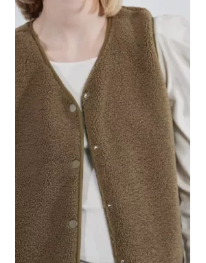 Gilet mouton Molly Bracken, coloris Kaki - Référence : RL742DH